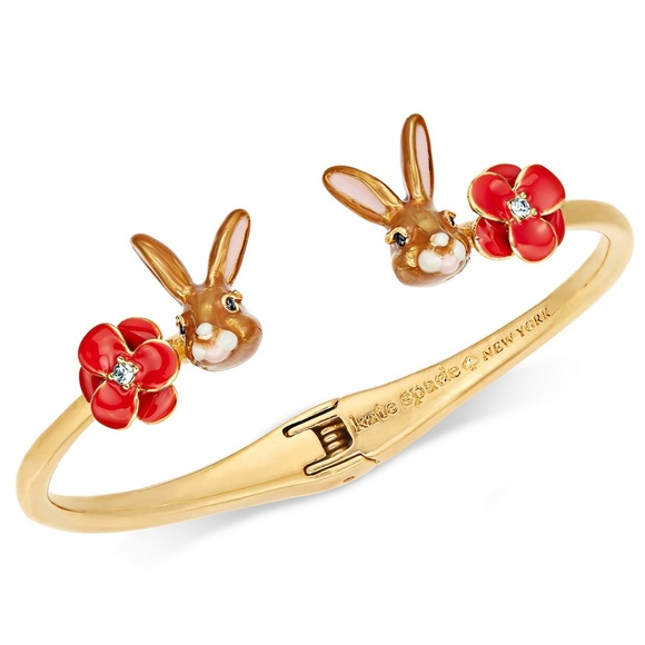 kate spade Jewelry - Kate spade Gold Pavé Flower & Bunny Cuff Bracelet